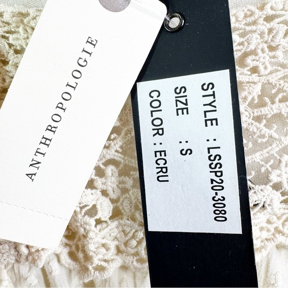 NWT Anthropologie Love Sam Boho Cotton Lace Peplum Full Sleeve Top Ecru Size S - Picture 11 of 16